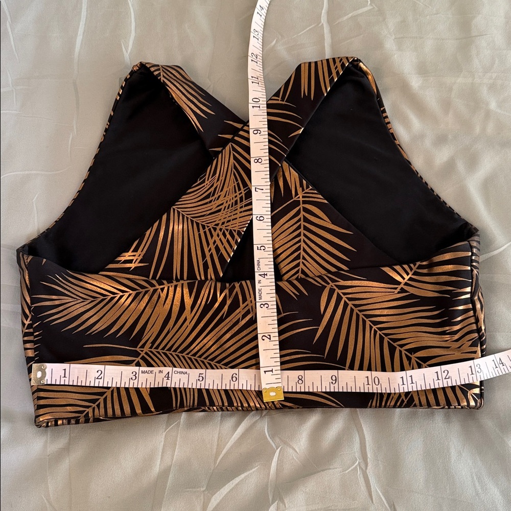 Emily Hsu Designs Black and Gold Leaf Print Leggings Set xs/med K20 - Picture 5 of 9